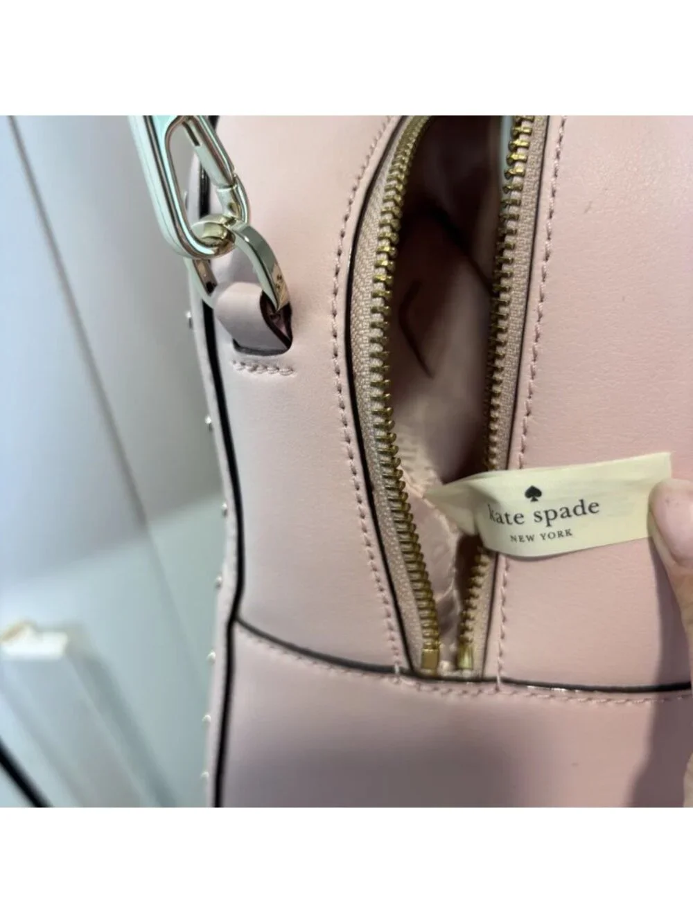 Kate Spade Helena Street Rocki Satchel Cow Leather Light Pink Studded Purse